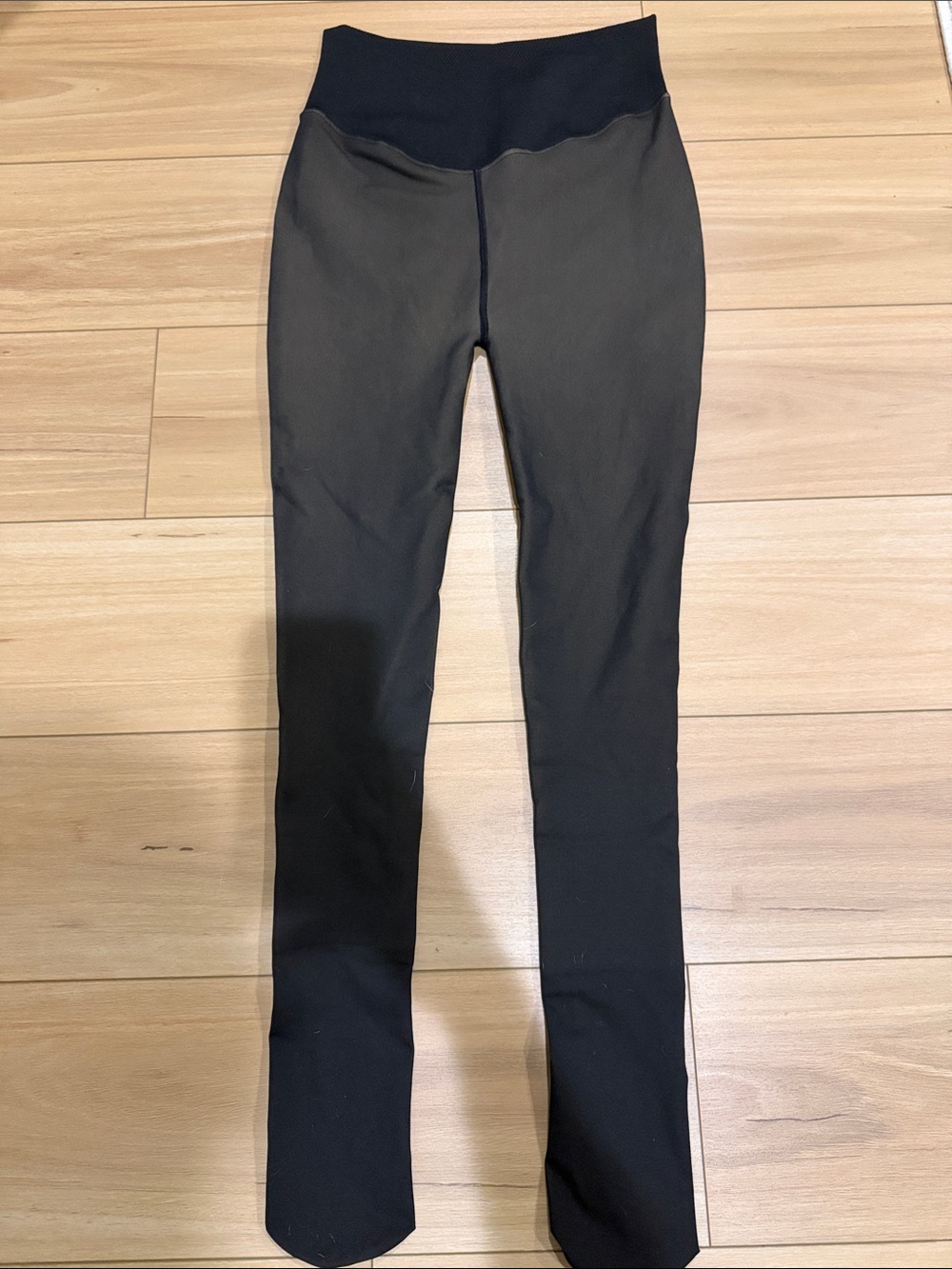 Women’s Black High-Waist fleece lined footed tights. Naked look tights NWOT